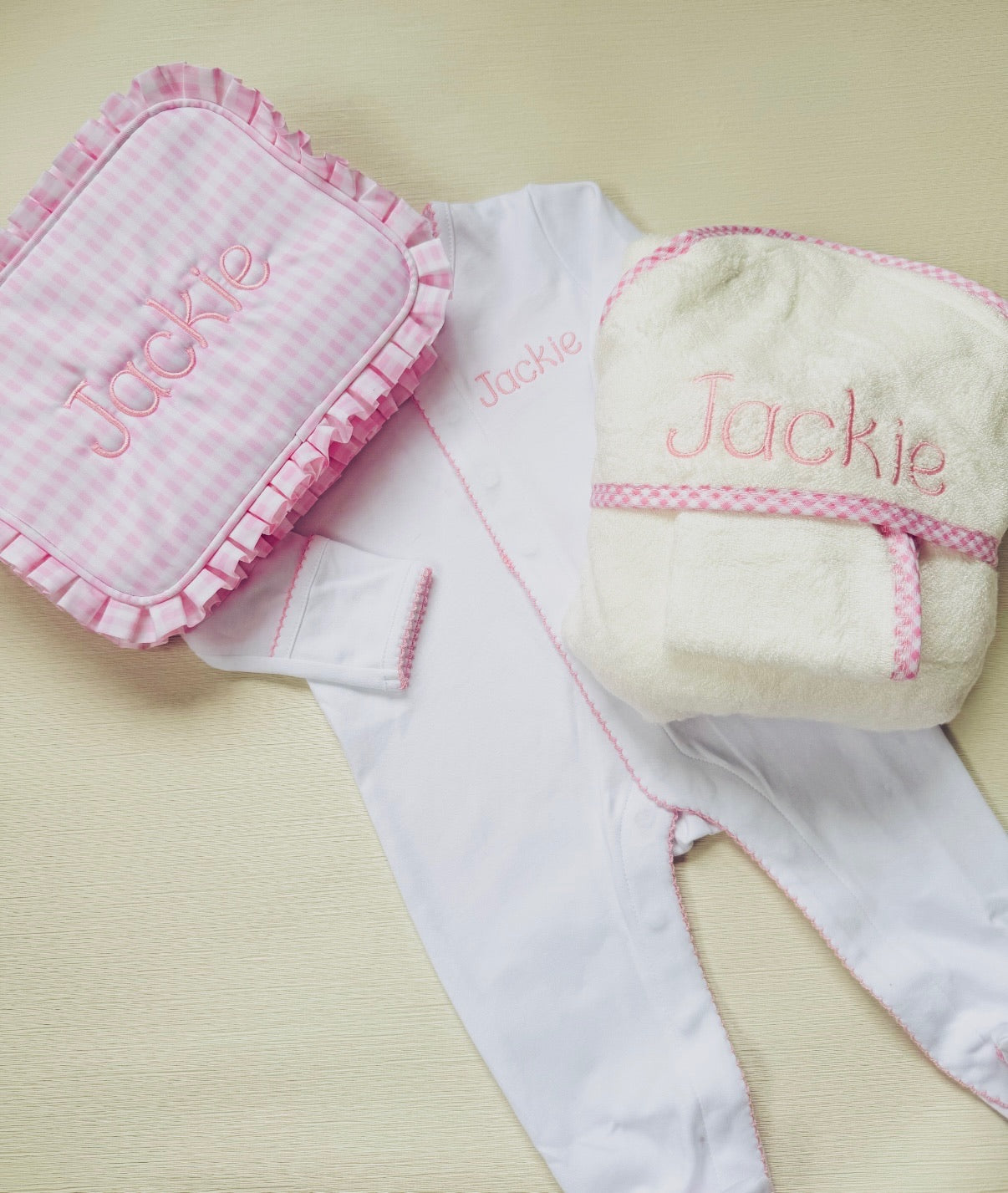 Baby Bundle: Hooded Towel, Onesie & Everything Pouch