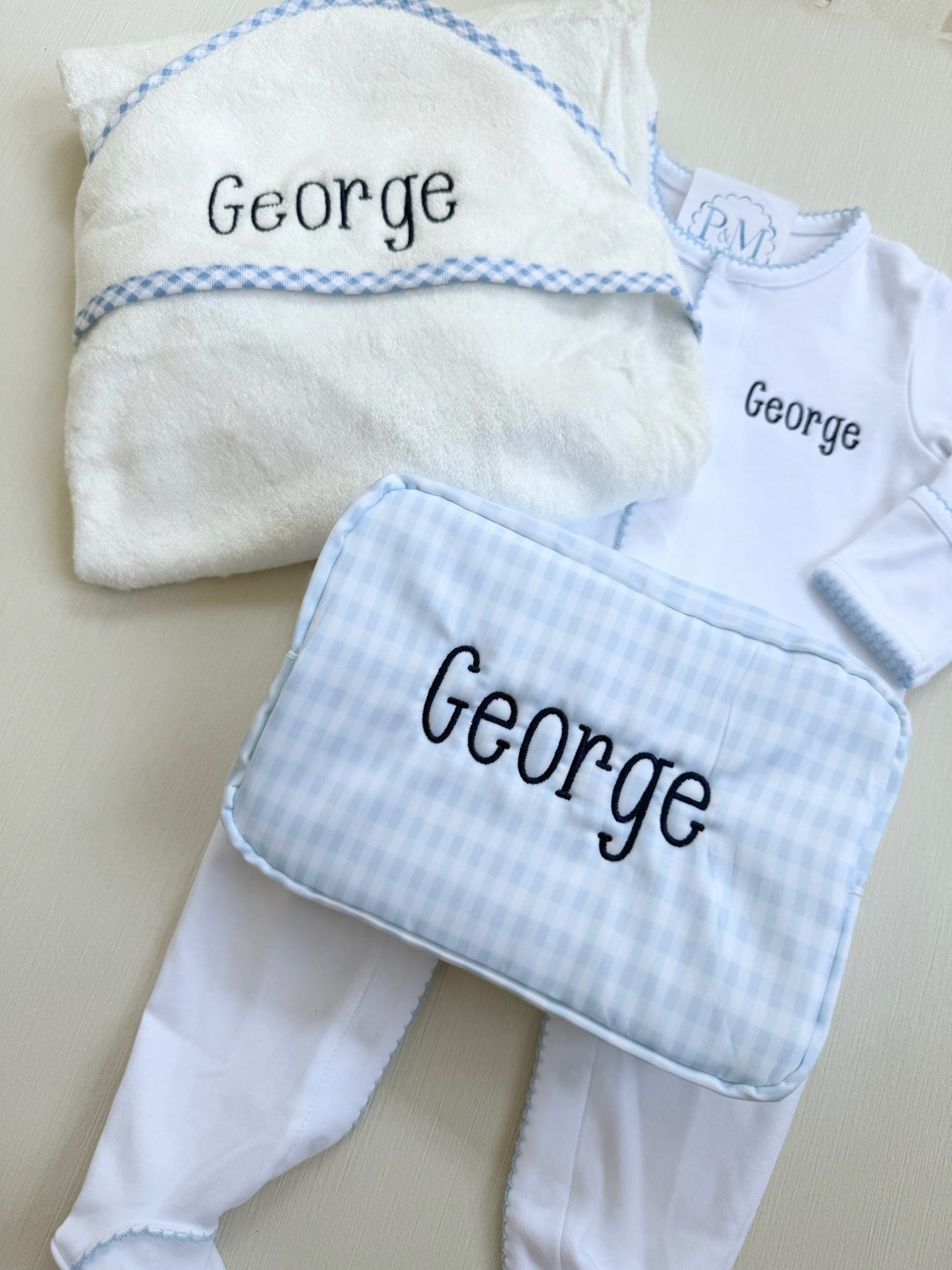 Baby Bundle: Hooded Towel, Onesie & Everything Pouch