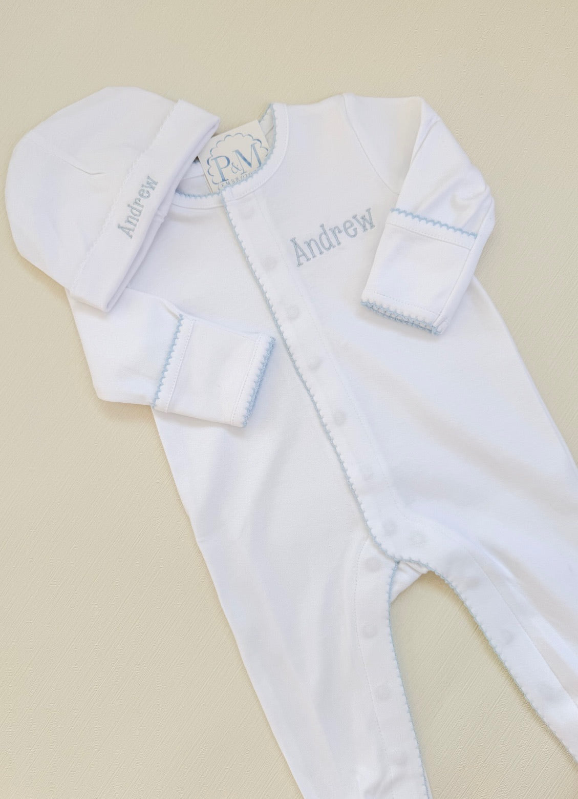 Picot Trim Footie & Hat