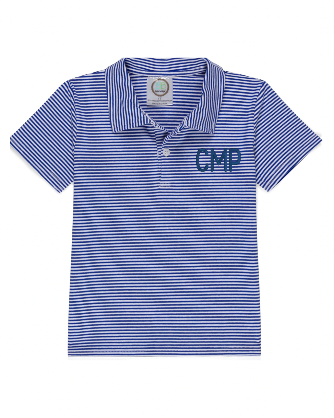 Royal Blue Striped Short Sleeve Polo Shirt