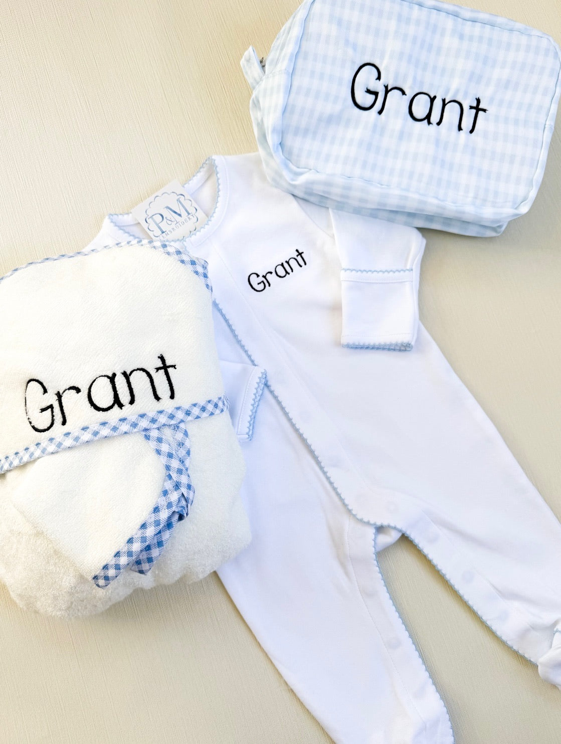 Baby Bundle: Hooded Towel, Onesie & Everything Pouch