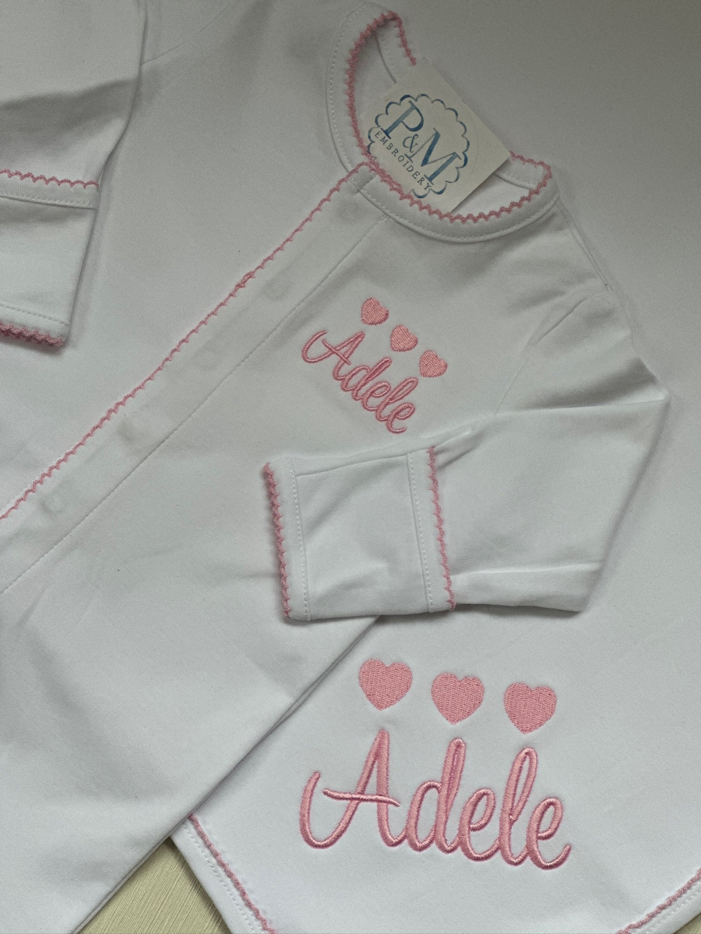 Picot Trim Bundle: Footie and Baby Blanket