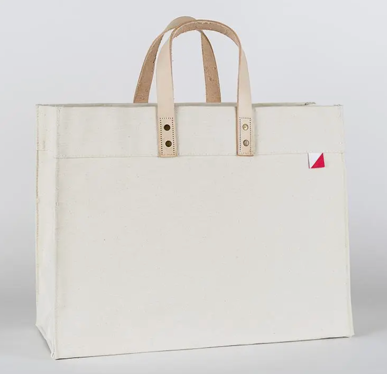 Minimal Canvas Box Tote with Leather Handles
