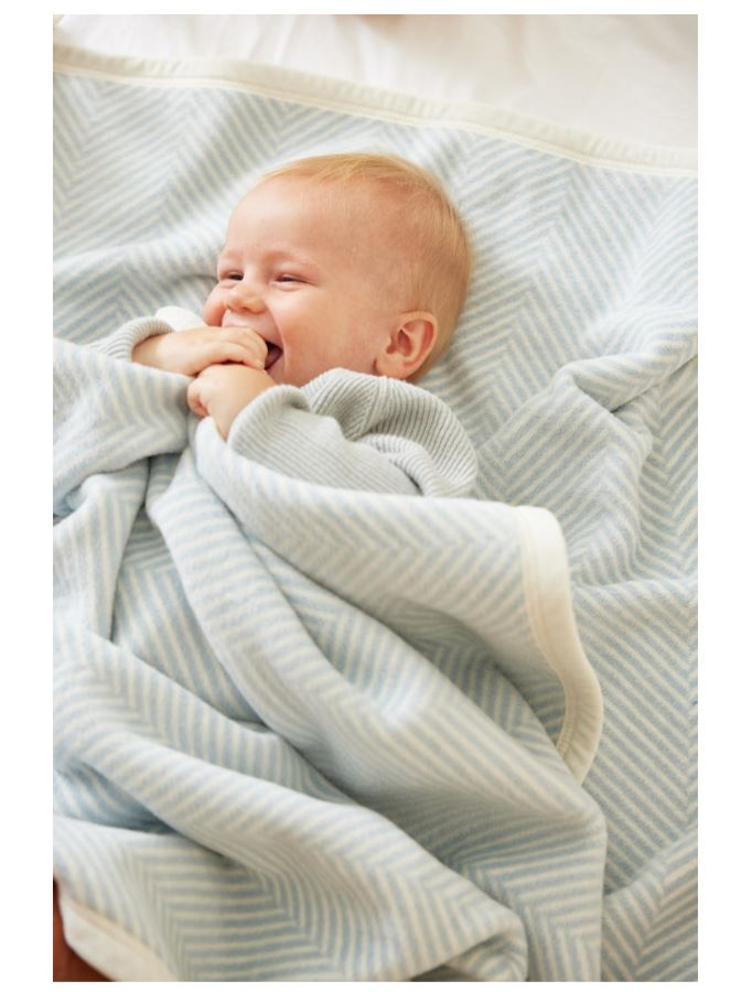 Chappy Wrap Herringbone Blue Mini Blanket