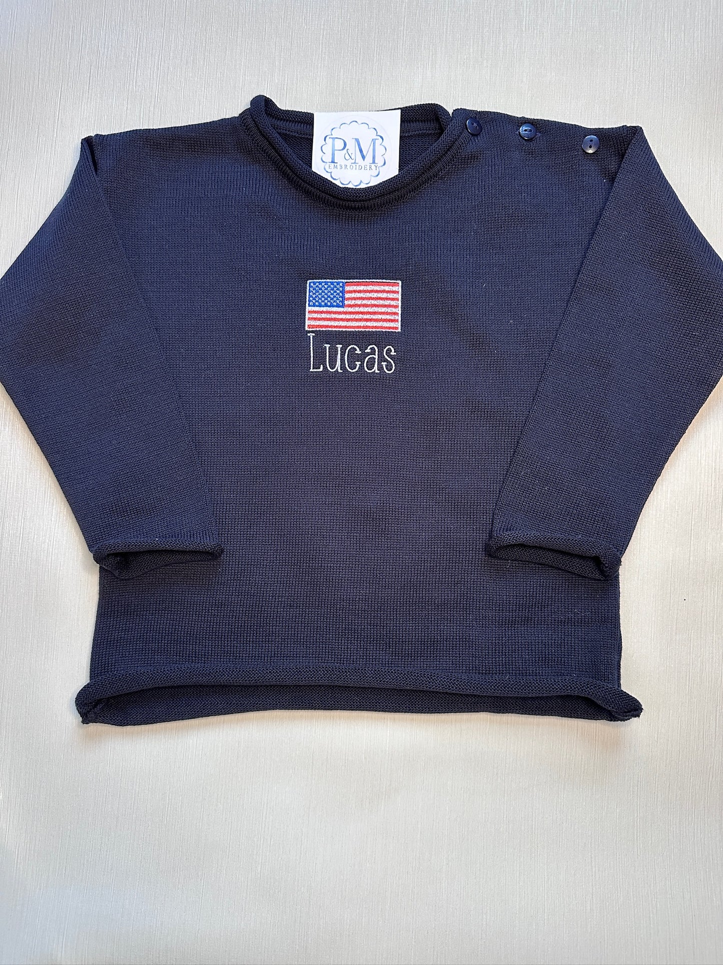 American Flag Rollneck Sweater