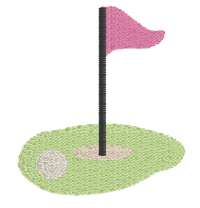 golf hole pink flag