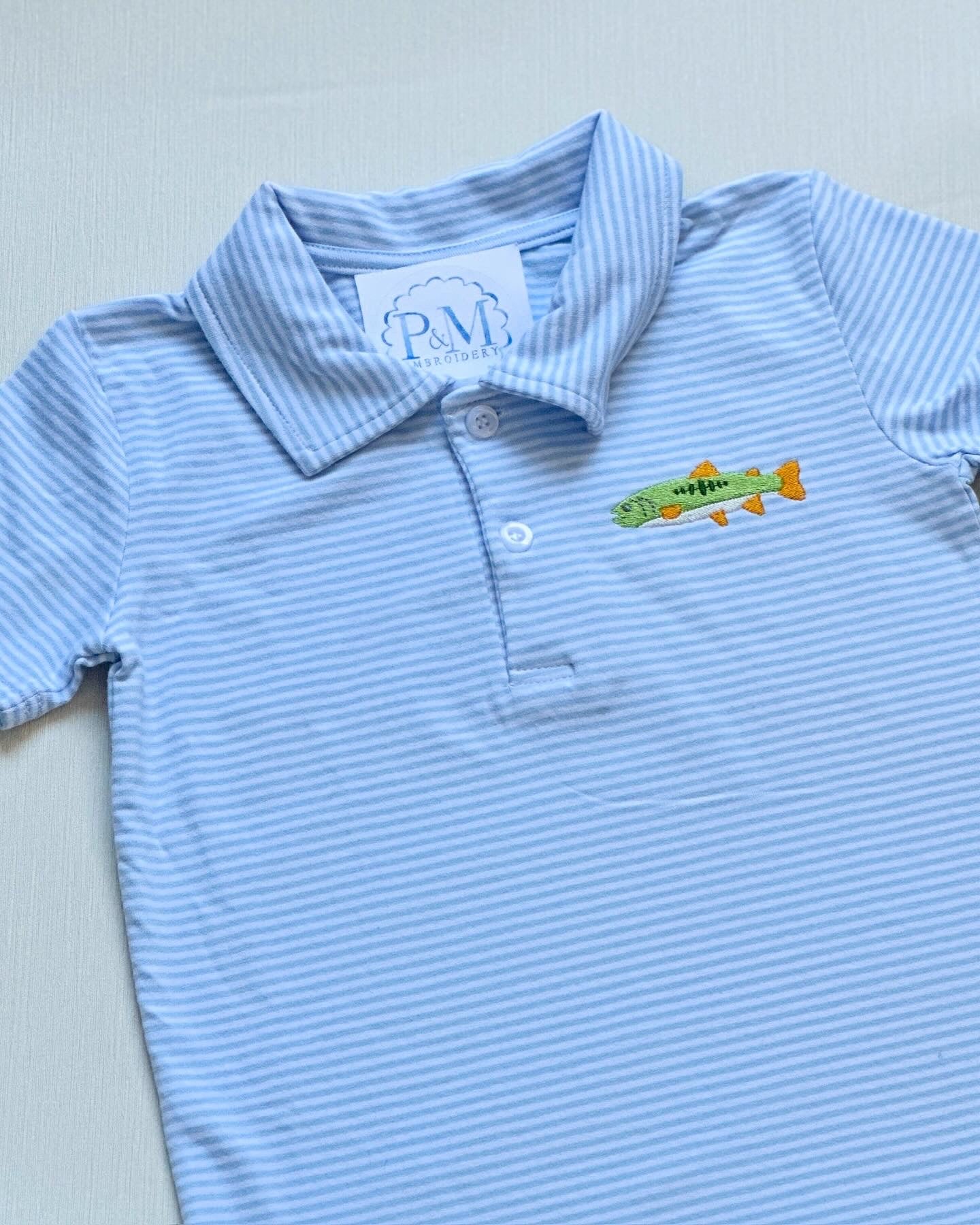 Light Blue Striped Short Sleeve Polo Shirt