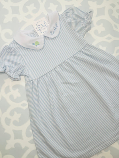Stripe Peter Pan Collar Dress P&M Embroidery Stripe Peter Pan Collar Dress P&M Embroidery