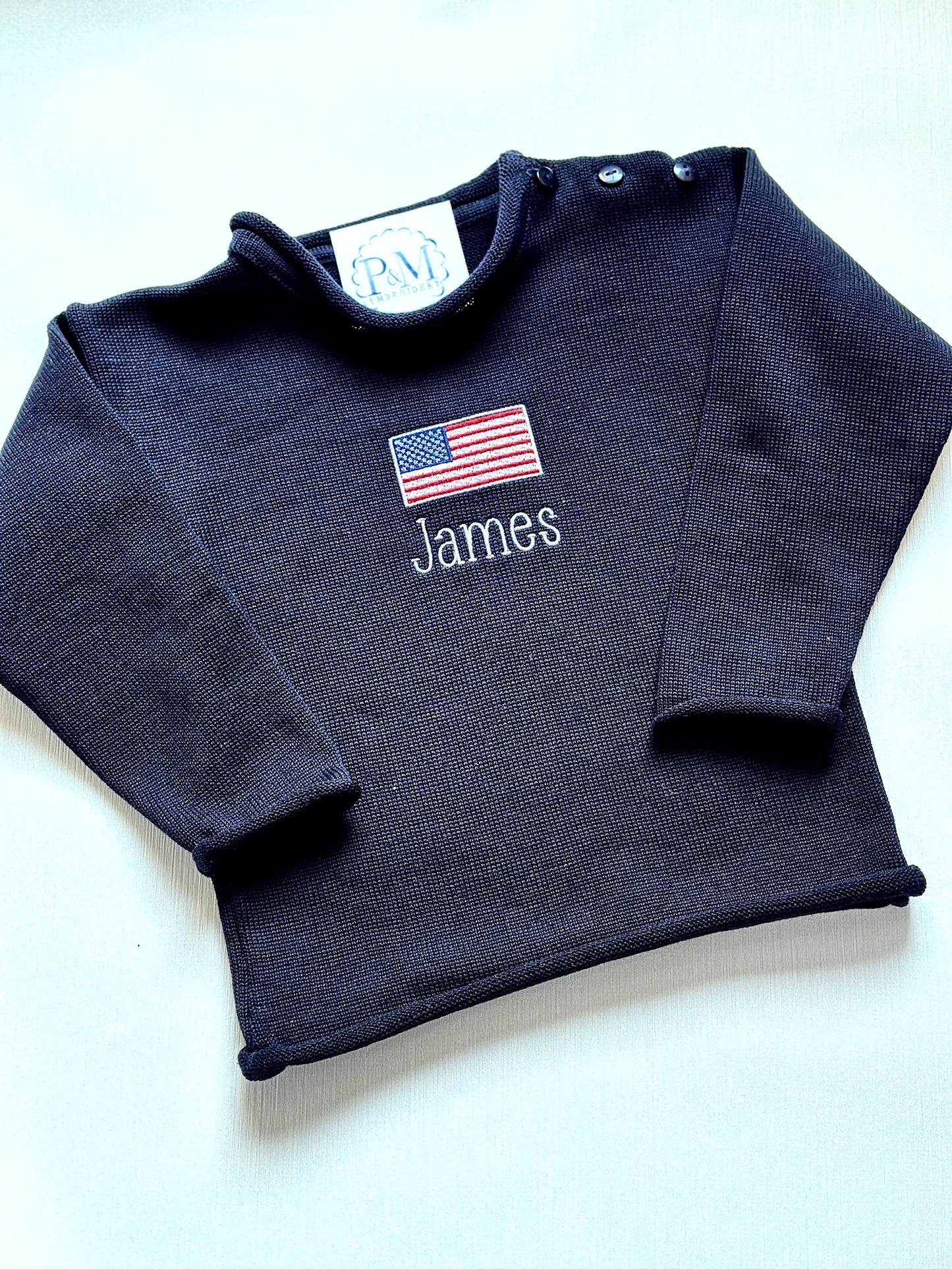 American Flag Rollneck Sweater