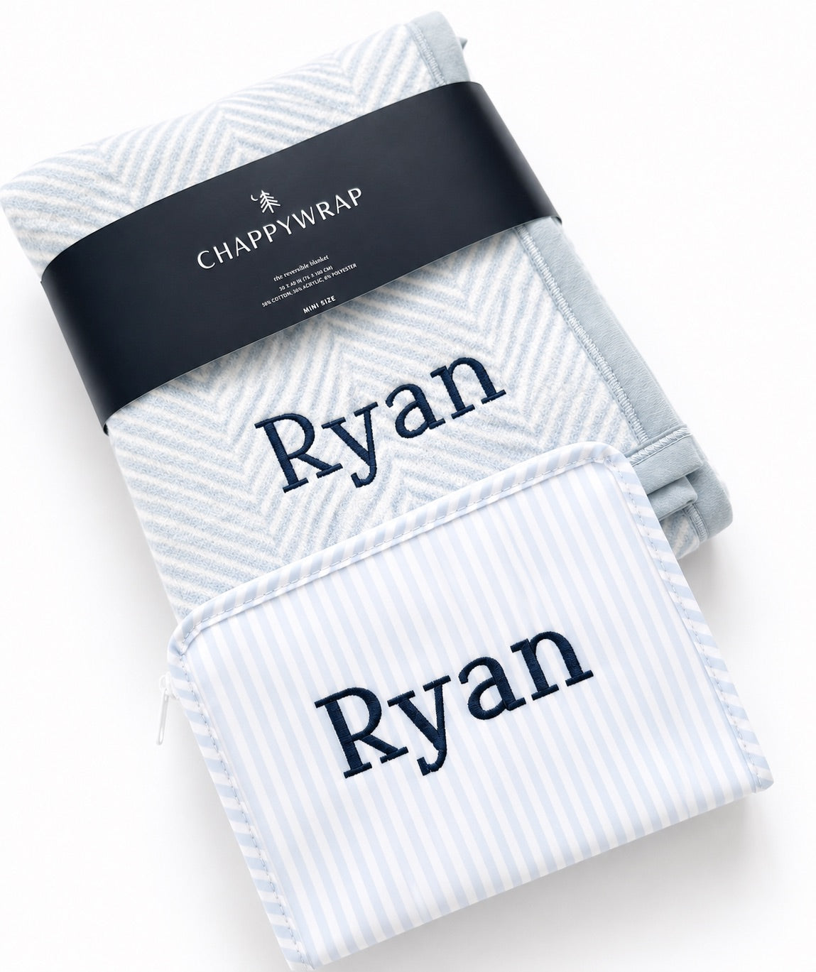 Chappy Wrap Herringbone Blue Mini Blanket