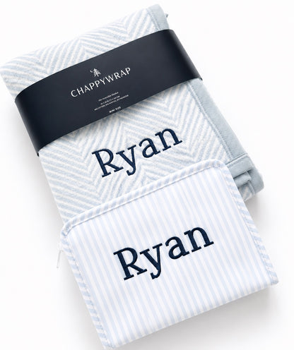 Chappy Wrap Herringbone Blue Mini Blanket