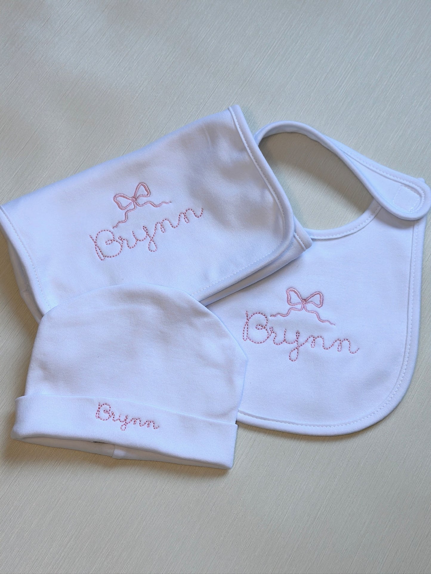 Baby Bundle: Burp Cloth, Bib and Hat