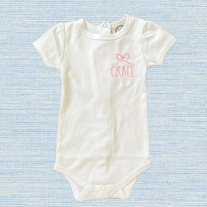 Girl's Short Puff Sleeve Infant Bodysuit