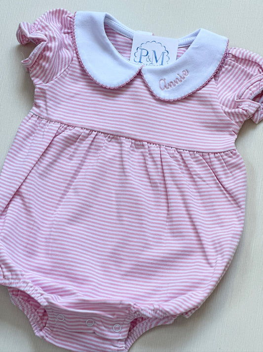 Striped Peter Pan Collar Bubble