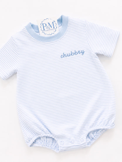 Blue Striped Short Sleeve T-Shirt Bubble