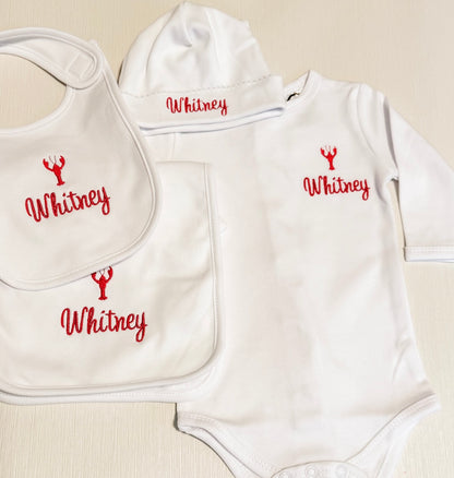 Baby Bundle: Burp Cloth, Bib, Hat & Onesie