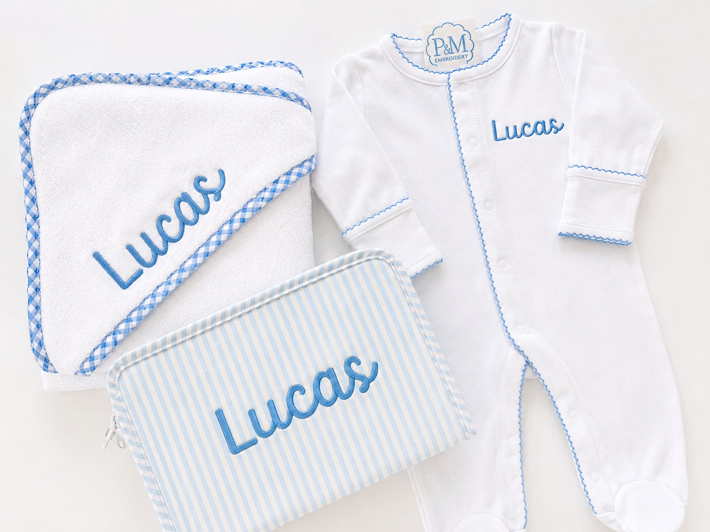 Baby Bundle: Hooded Towel, Onesie & TRVL Pouch