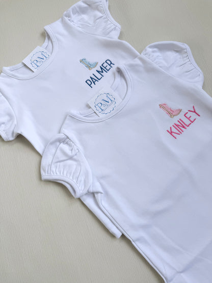 Short Sleeve Girl's T-Shirt with Puff Sleeve
