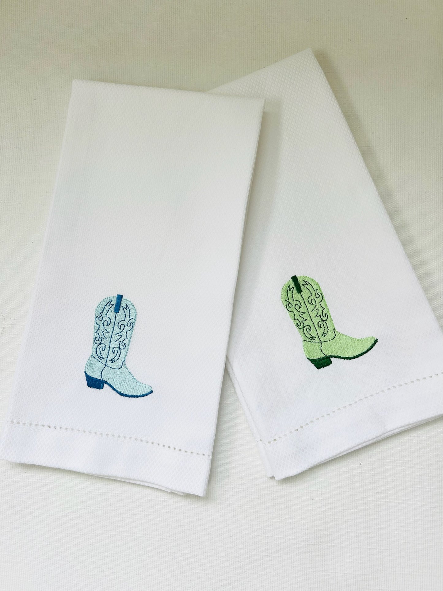 Set of two Cowboy Boot Tea Towels