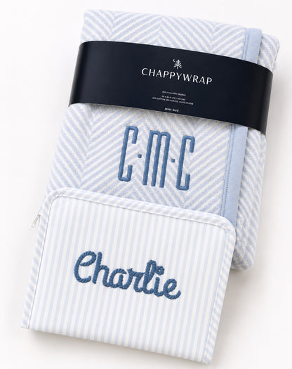 Chappy Wrap Herringbone Blue Mini Blanket