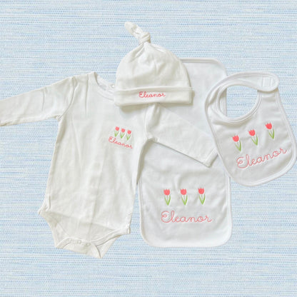 Baby Bundle: Burp Cloth, Bib, Hat & Onesie