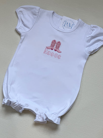 Girls Short Sleeve Ruffle Romper