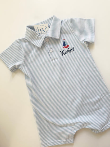 Boys Polo Collared Romper