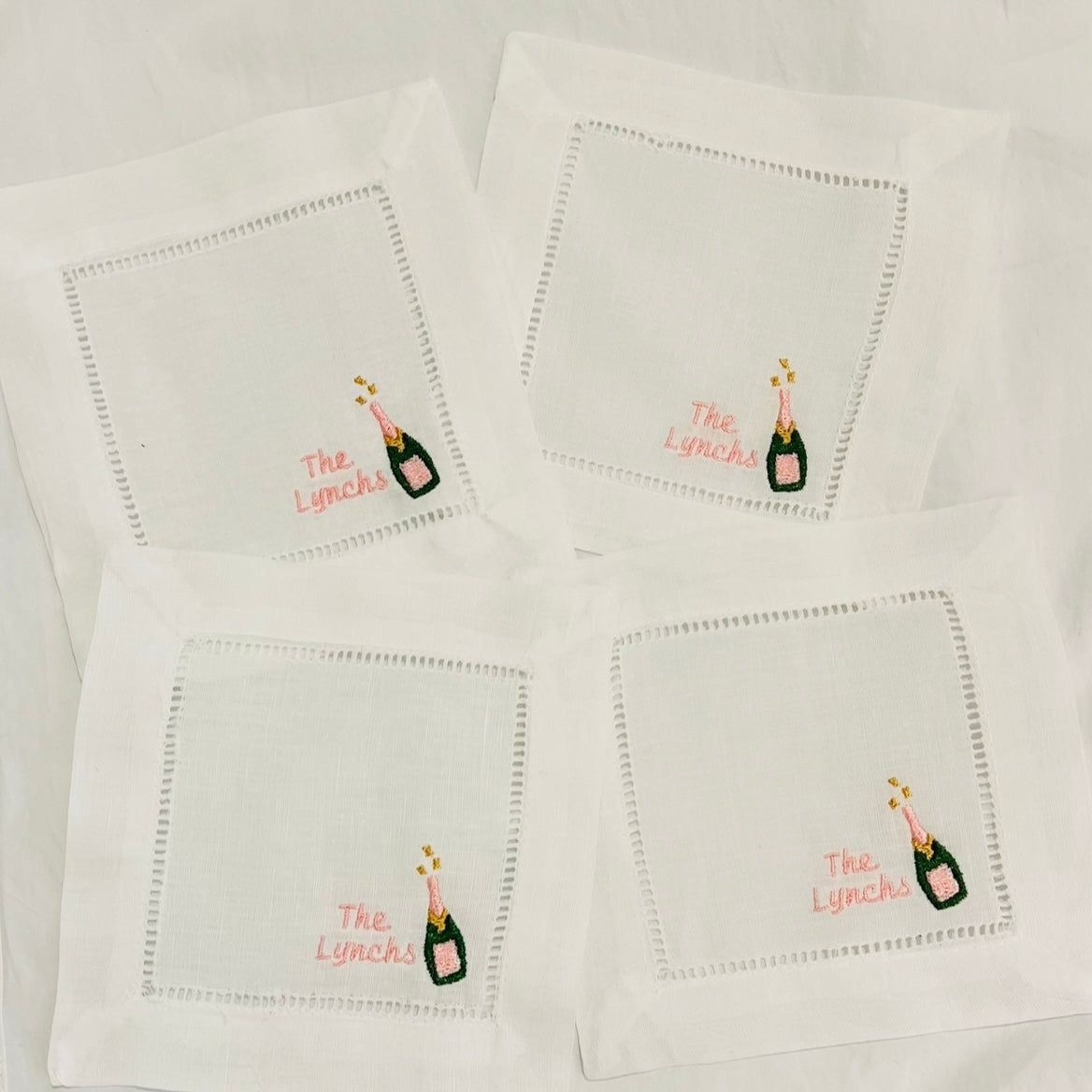 Personalized Cocktail Napkins with Champagne Bottle