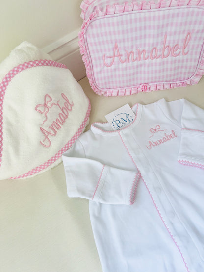 Baby Bundle: Hooded Towel, Onesie & Everything Pouch