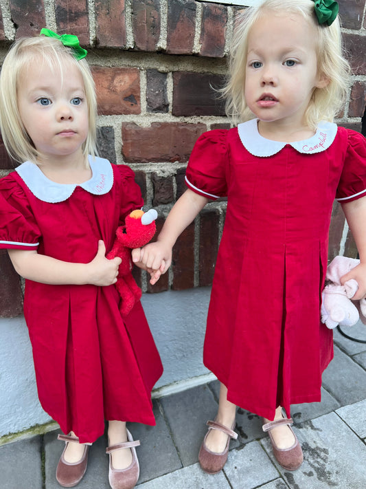Pleated Corduroy Dress