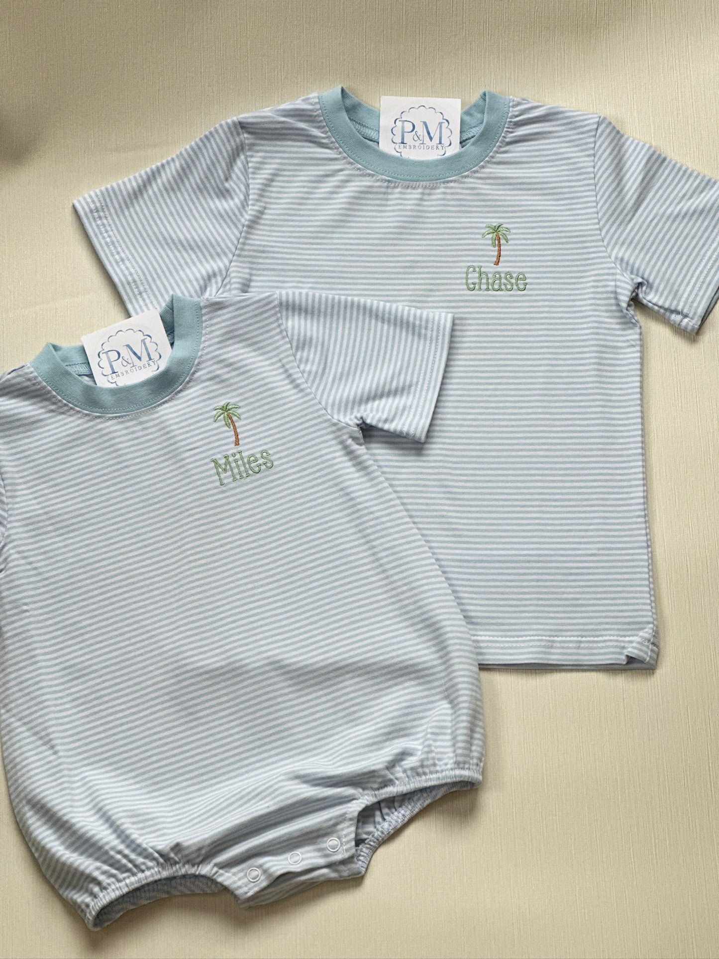 Blue Striped Short Sleeve T-Shirt Bubble