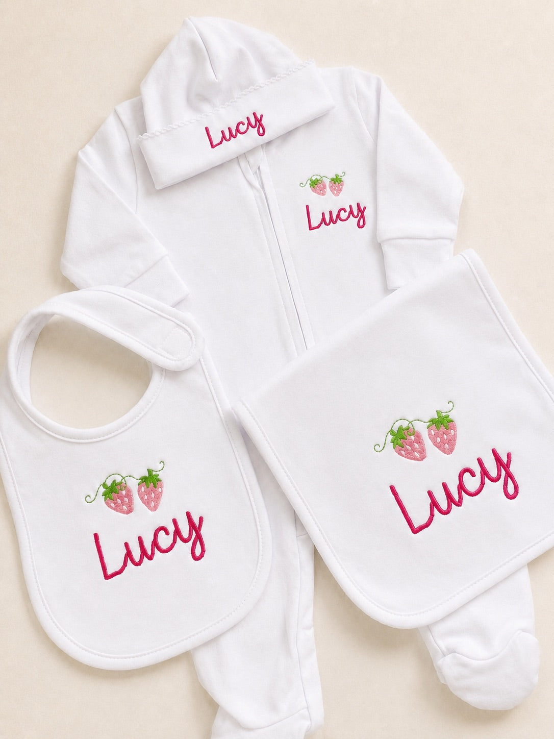 Baby Bundle: Burp Cloth, Bib, Hat & Footie