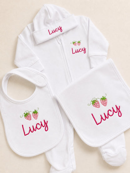 Baby Bundle: Burp Cloth, Bib, Hat & Footie