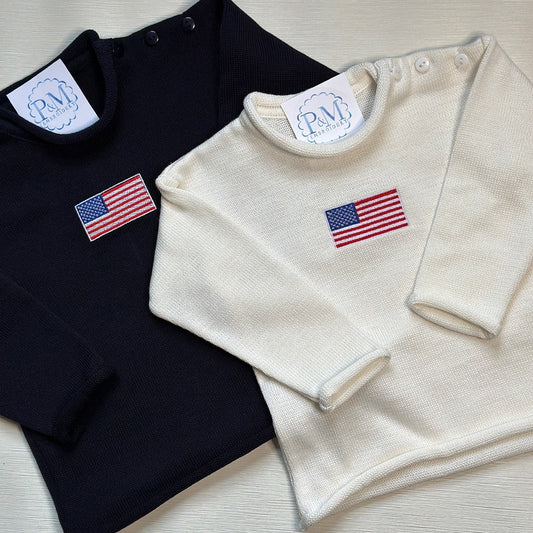 American Flag Rollneck Sweater