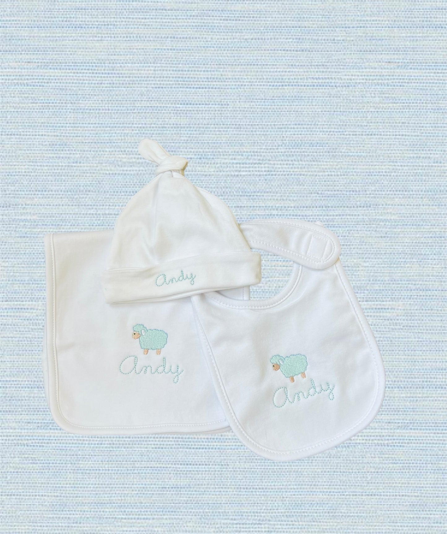 Baby Bundle: Burp Cloth, Bib and Hat