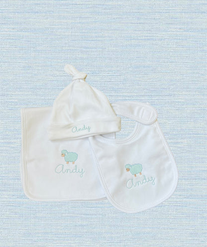 Baby Bundle: Burp Cloth, Bib and Hat