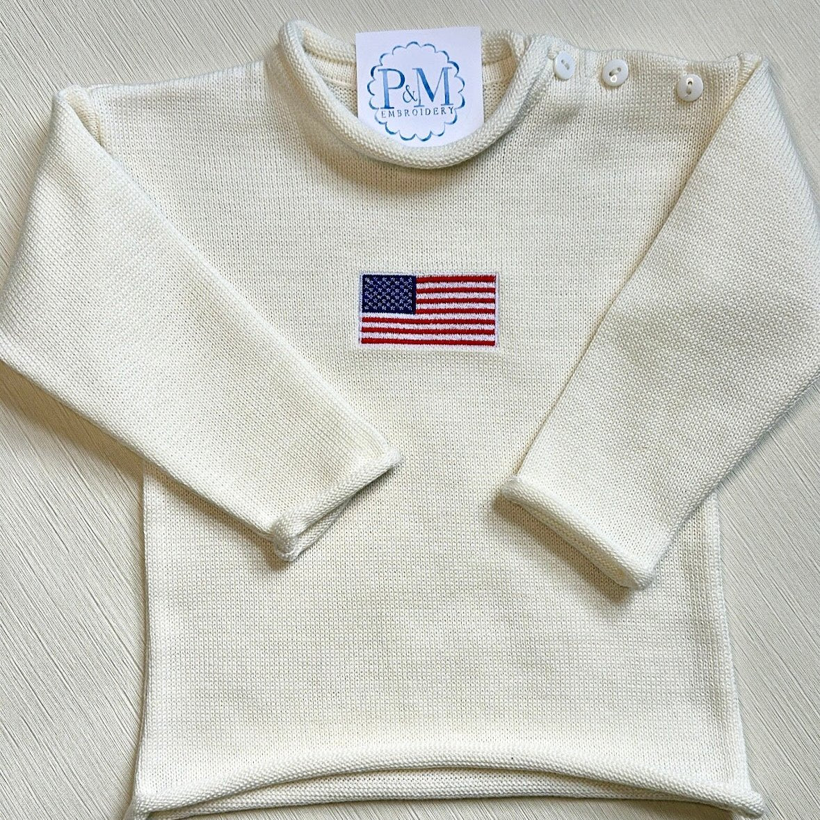 American Flag Rollneck Sweater