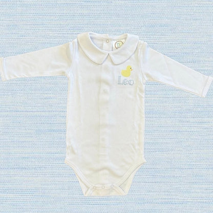 Unisex Long Sleeve Collar Infant Bodysuit