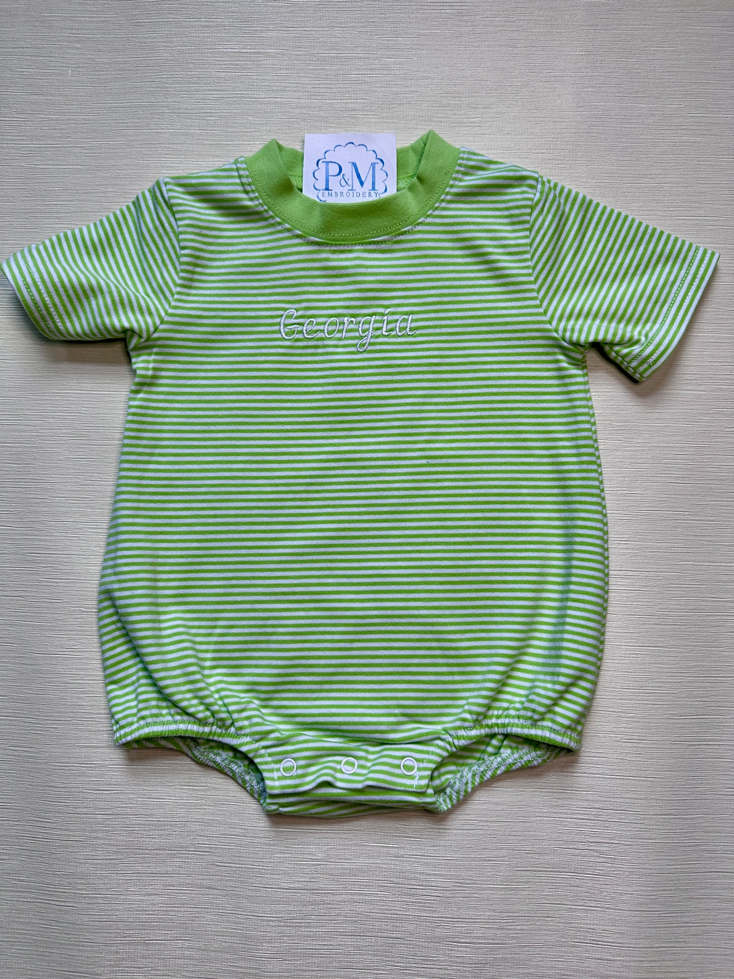 Green Striped Short Sleeve T-Shirt Bubble