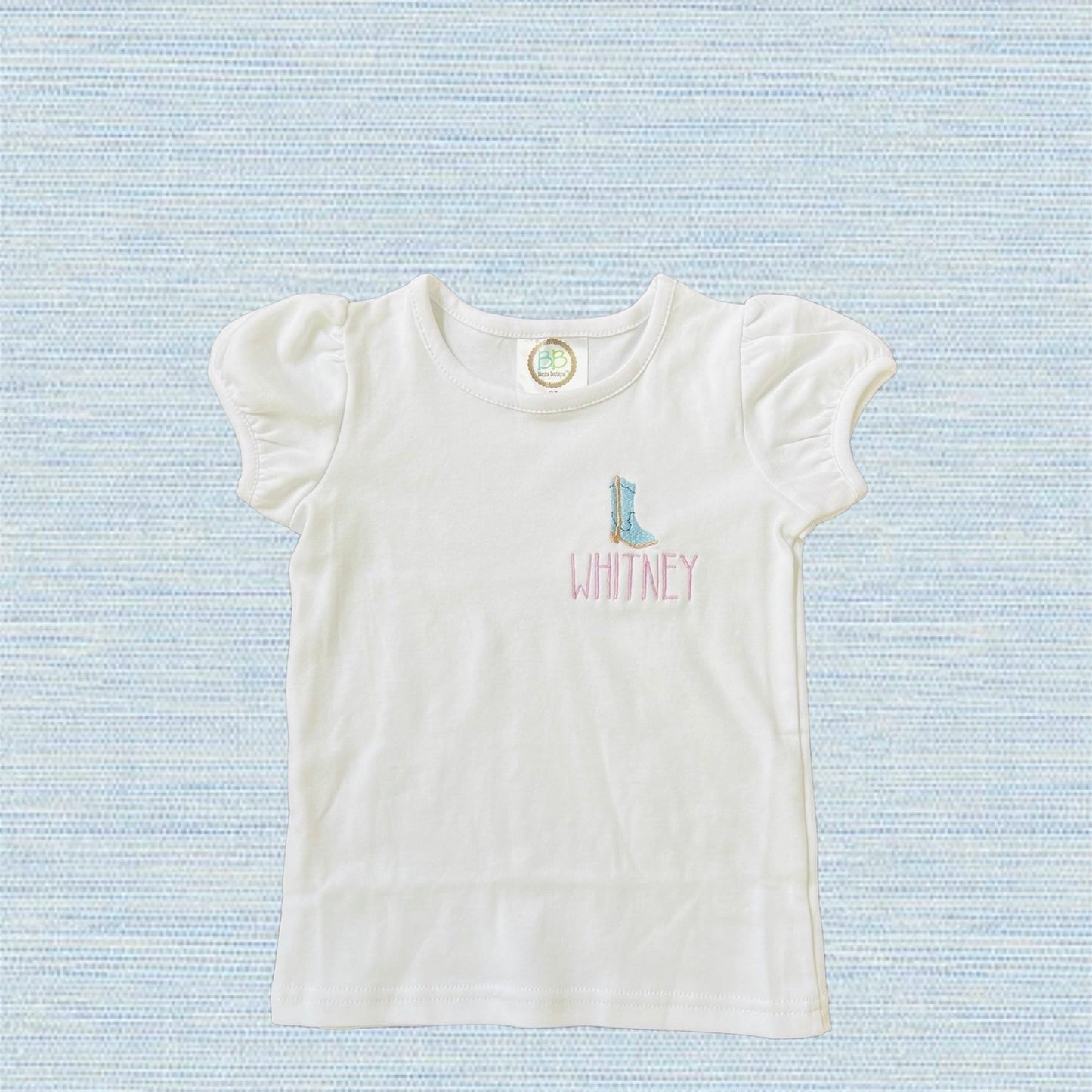 Short Sleeve Girl's T-Shirt with Puff Sleeve