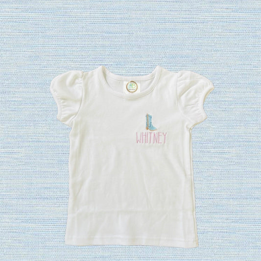 Short Sleeve Girl's T-Shirt with Puff Sleeve