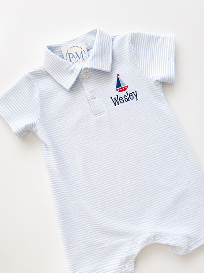 Boys Polo Collared Romper