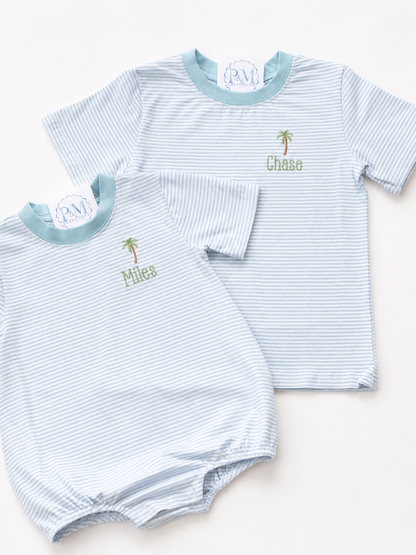 Blue Striped Short Sleeve T-Shirt Bubble