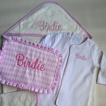 Baby Bundle: Hooded Towel, Onesie & Everything Pouch