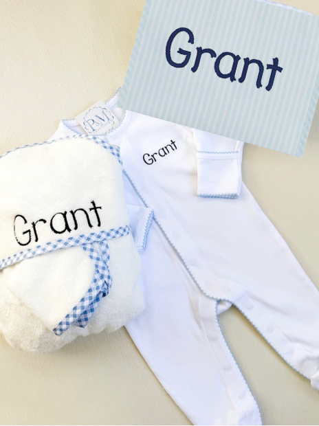 Baby Bundle: Hooded Towel, Onesie & TRVL Pouch