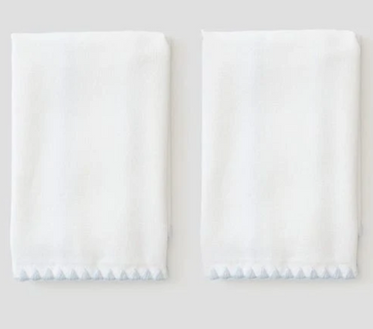 Weezie Light Blue Stitched Edge Powder Bath Hand Towels (pair)